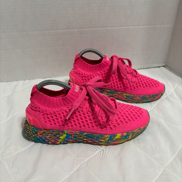 NOBULL Women’s 6.5 Knit Runners Hot Pink Reflective Laces Multicolor Sole Shoes - Picture 5 of 14